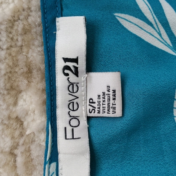 Forever 21 Floral Tassel Tie Semi-Sheer Dress Small Teal - Picture 2 of 16